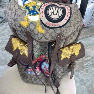 Beige Backpack with Donald Duck Patch